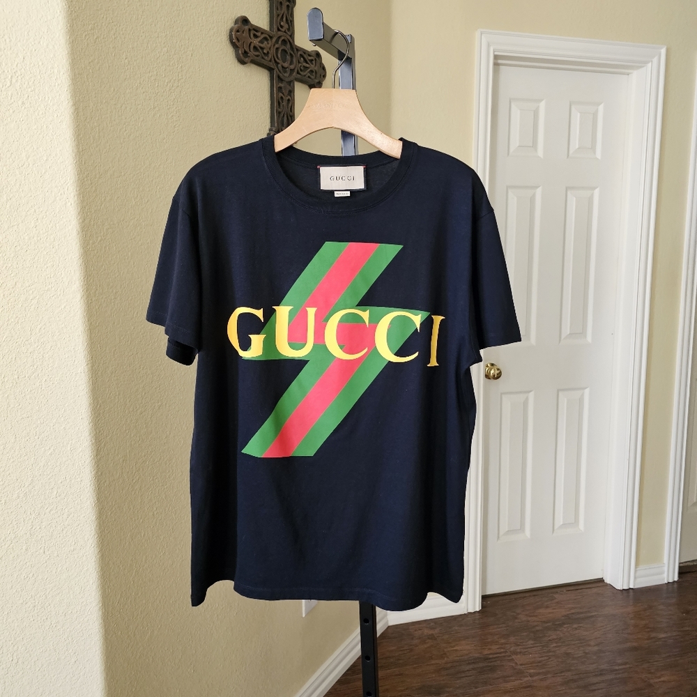 Gucci Lightening Bolt/Logo T-Shirt Size S UNISEX